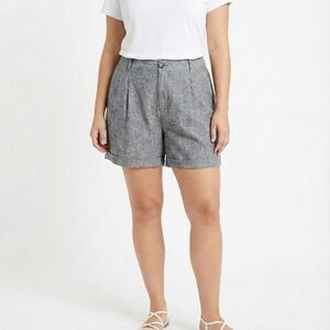 IN EVERY STORY Linen Blend 6” Pleated Shorts w/ Side Pockets; Belt Loops Sz 20